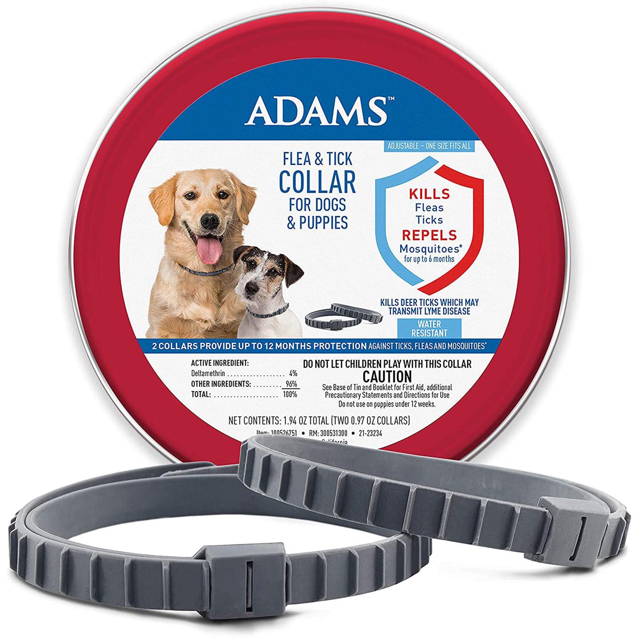 Amazon.Com : Adams Flea & Tick Collar For Dogs & Puppies |2 Pack |12 Months  Protection |Adjustable One Size Collar Fits All Dogs 12 Weeks & Older  |Kills Fleas & Ticks |Repels